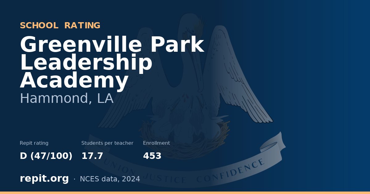Greenville Park Leadership Academy, Hammond, LA — Repit school rating D (47/100)