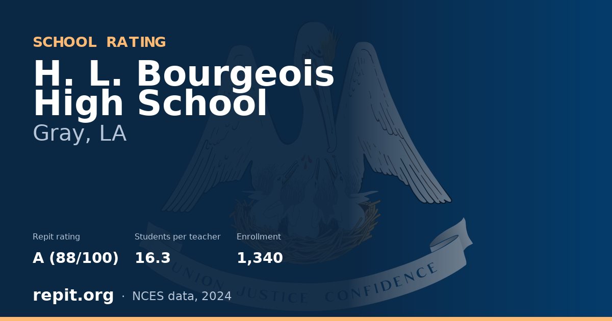 H. L. Bourgeois High School, Gray, LA — Repit school rating A (88/100)