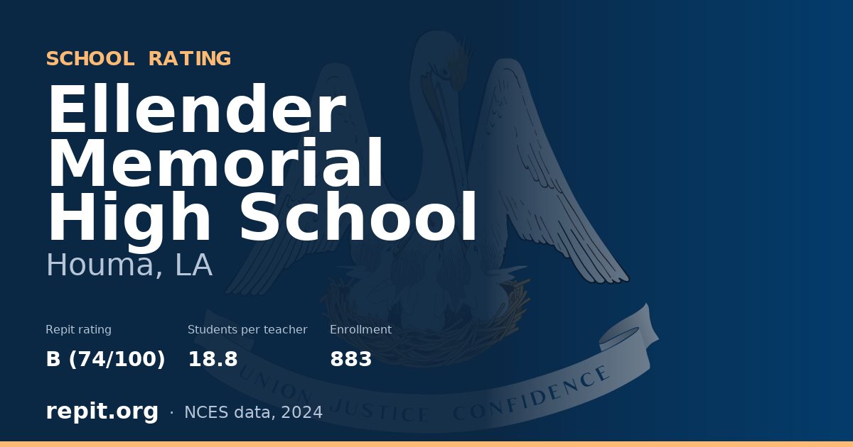 Ellender Memorial High School, Houma, LA — Repit school rating B (74/100)