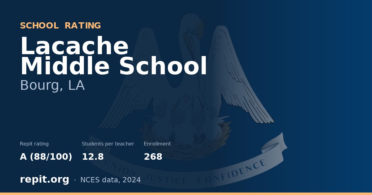 Lacache Middle School, Bourg, LA — Repit school rating A (88/100)