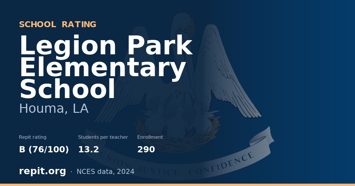 Legion Park Elementary School, Houma, LA — Repit school rating B (76/100)