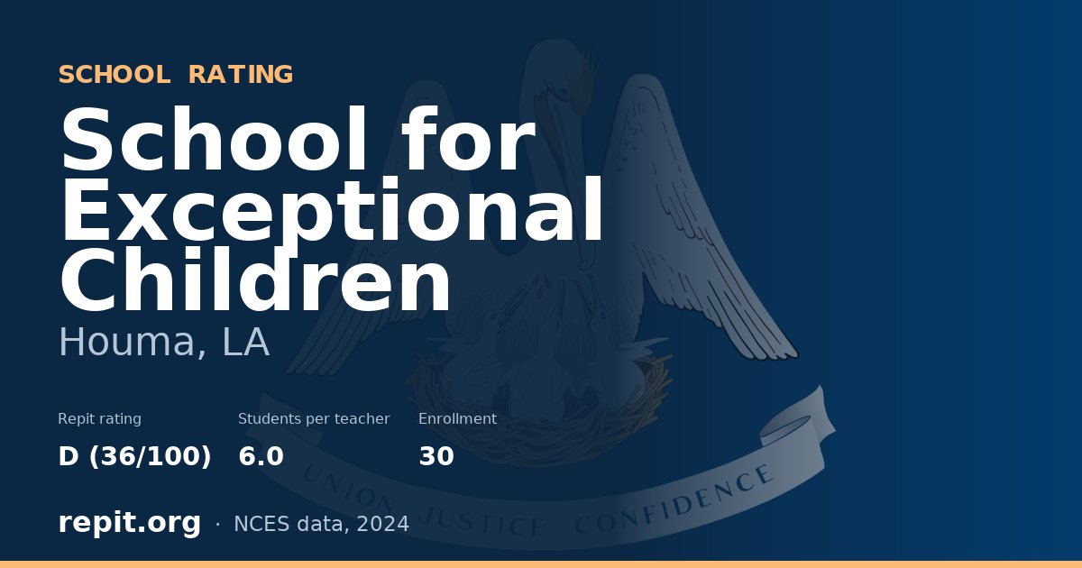 School for Exceptional Children, Houma, LA — Repit school rating D (36/100)