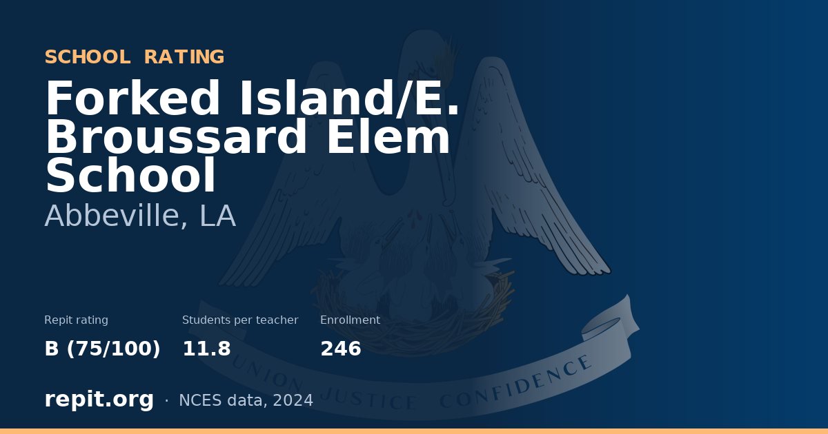 Forked Island/E. Broussard Elem School, Abbeville, LA — Repit school rating B (75/100)