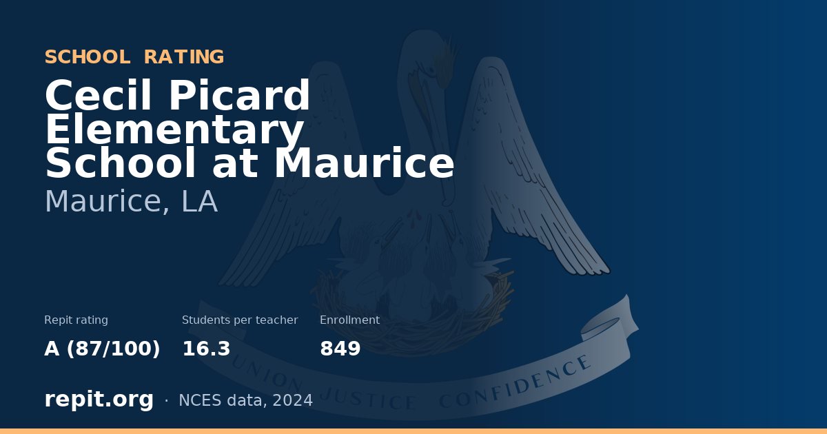 Cecil Picard Elementary School at Maurice, Maurice, LA — Repit school rating A (87/100)