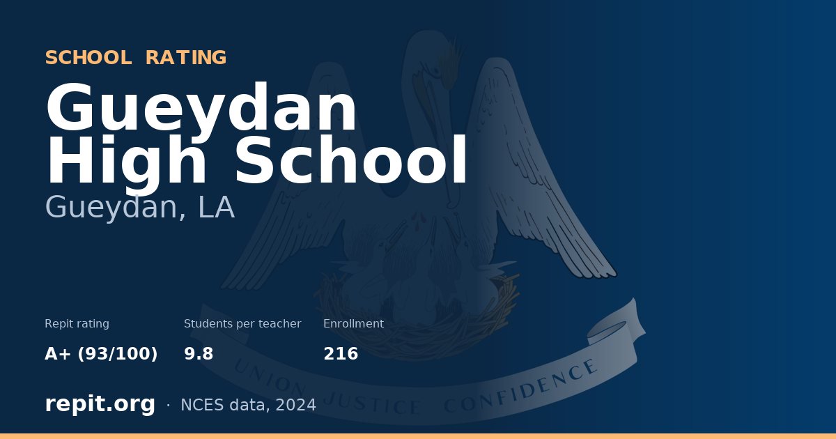 Gueydan High School, Gueydan, LA — Repit school rating A+ (93/100)