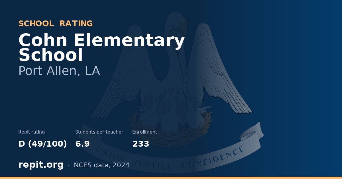 Cohn Elementary School, Port Allen, LA — Repit school rating D (49/100)