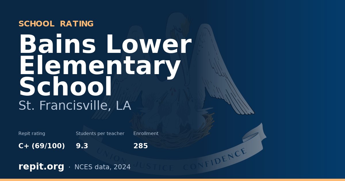 Bains Lower Elementary School, St. Francisville, LA — Repit school rating C+ (69/100)