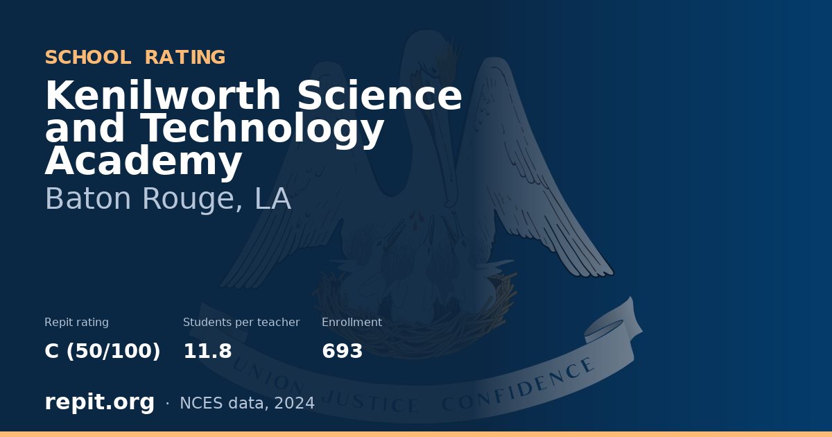 Kenilworth Science and Technology Academy, Baton Rouge, LA — Repit school rating C (50/100)