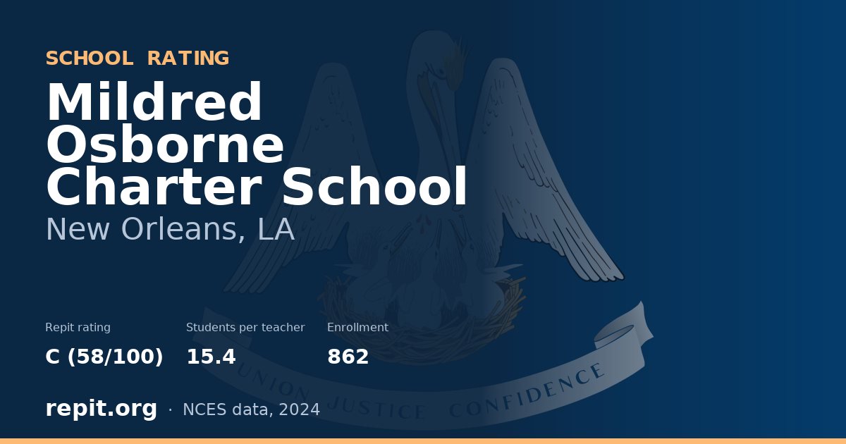 Mildred Osborne Charter School, New Orleans, LA — Repit school rating C (58/100)