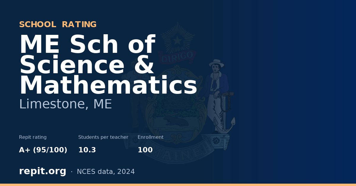 ME Sch of Science & Mathematics, Limestone, ME — Repit school rating A+ (95/100)