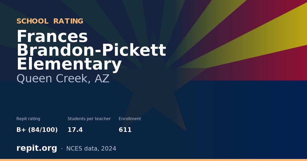 Frances Brandon-Pickett Elementary, Queen Creek, AZ — Repit school rating B+ (84/100)