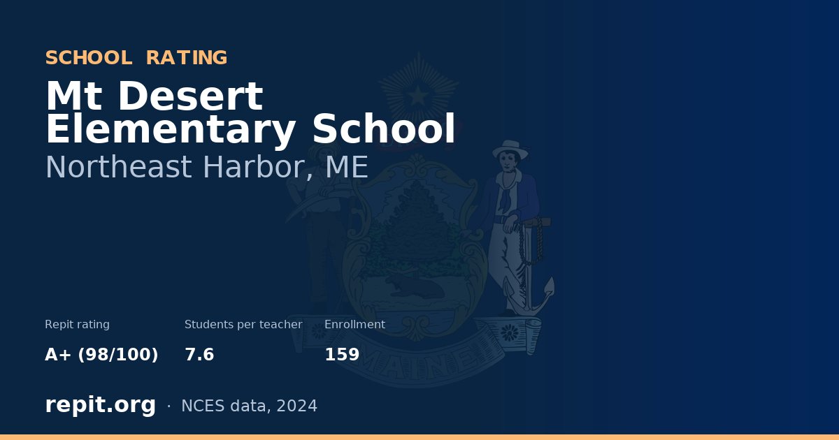Mt Desert Elementary School, Northeast Harbor, ME — Repit school rating A+ (98/100)