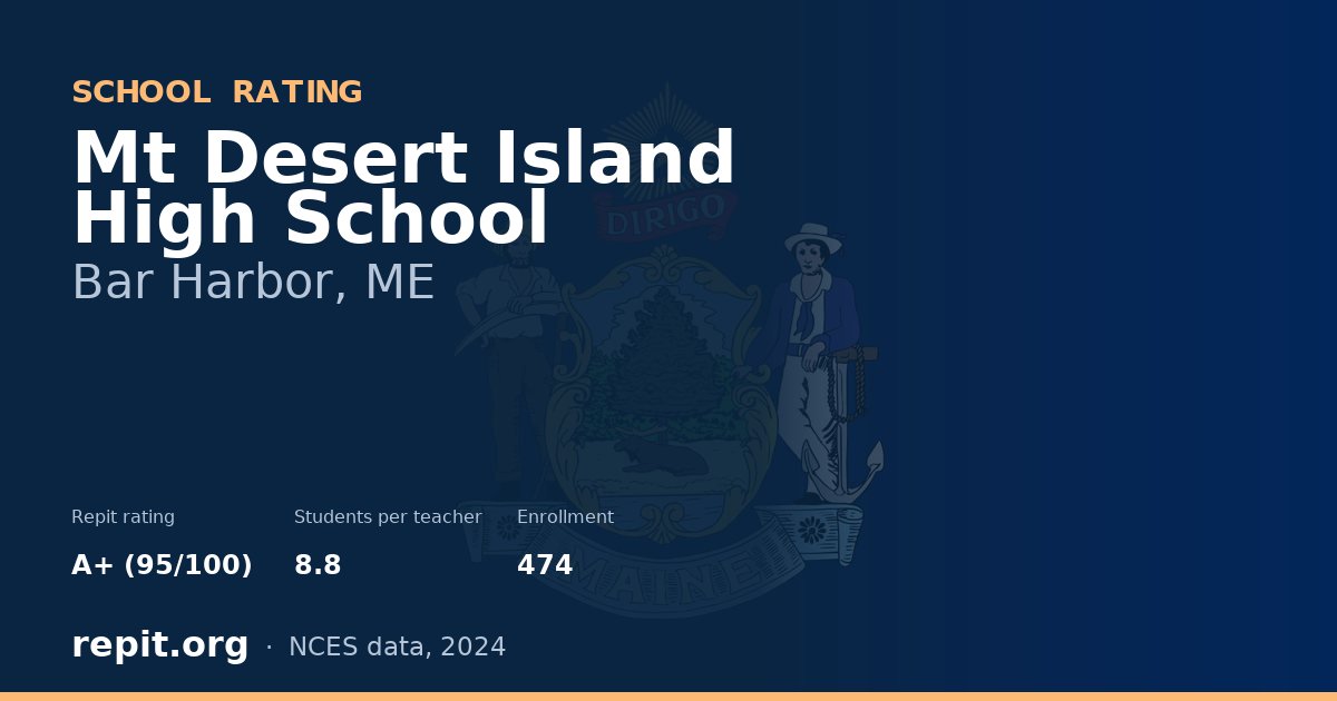 Mt Desert Island High School, Bar Harbor, ME — Repit school rating A+ (95/100)