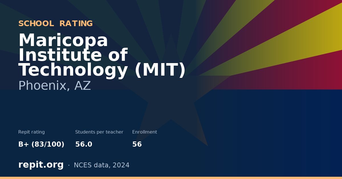 Maricopa Institute of Technology (MIT), Phoenix, AZ — Repit school rating B+ (83/100)
