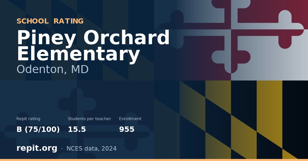 Piney Orchard Elementary, Odenton, MD — Repit school rating B (75/100)