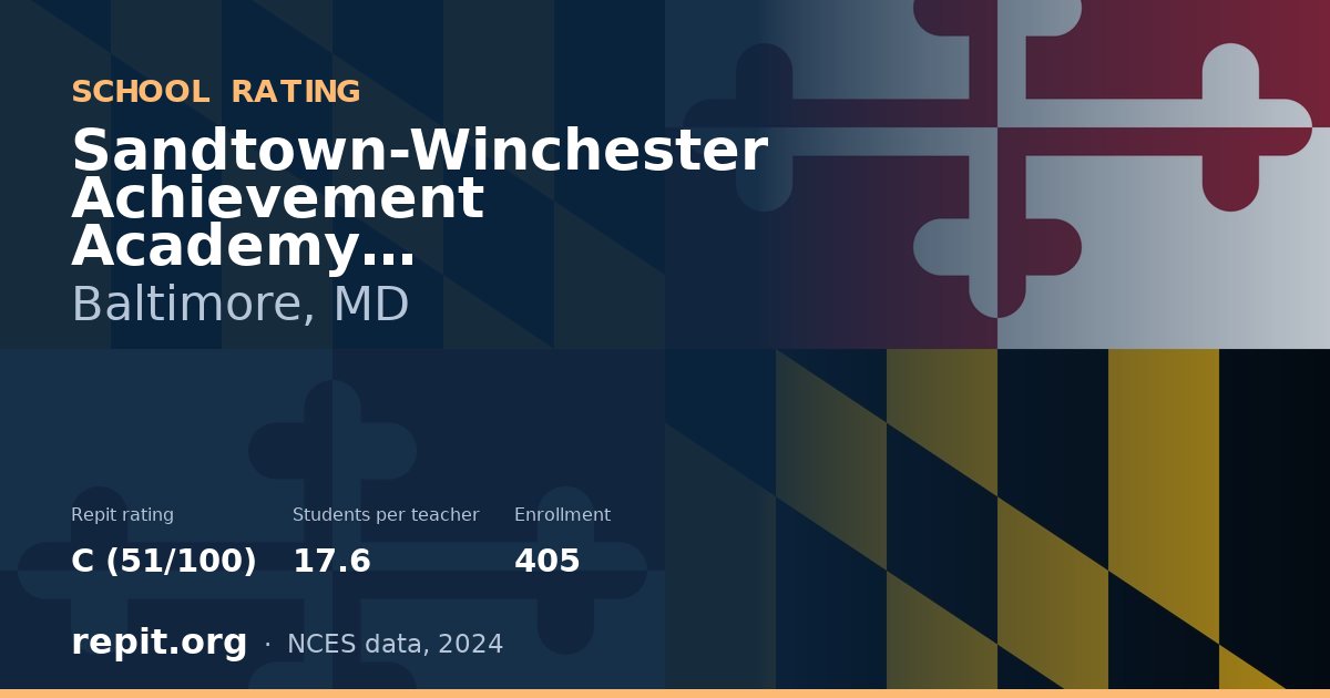 Sandtown-Winchester Achievement Academy, Baltimore, MD — Repit school rating C (51/100)