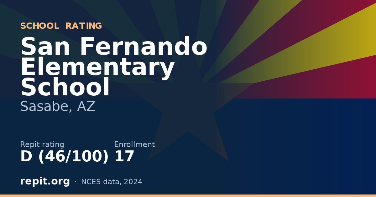 San Fernando Elementary School, Sasabe, AZ — Repit school rating D (46/100)