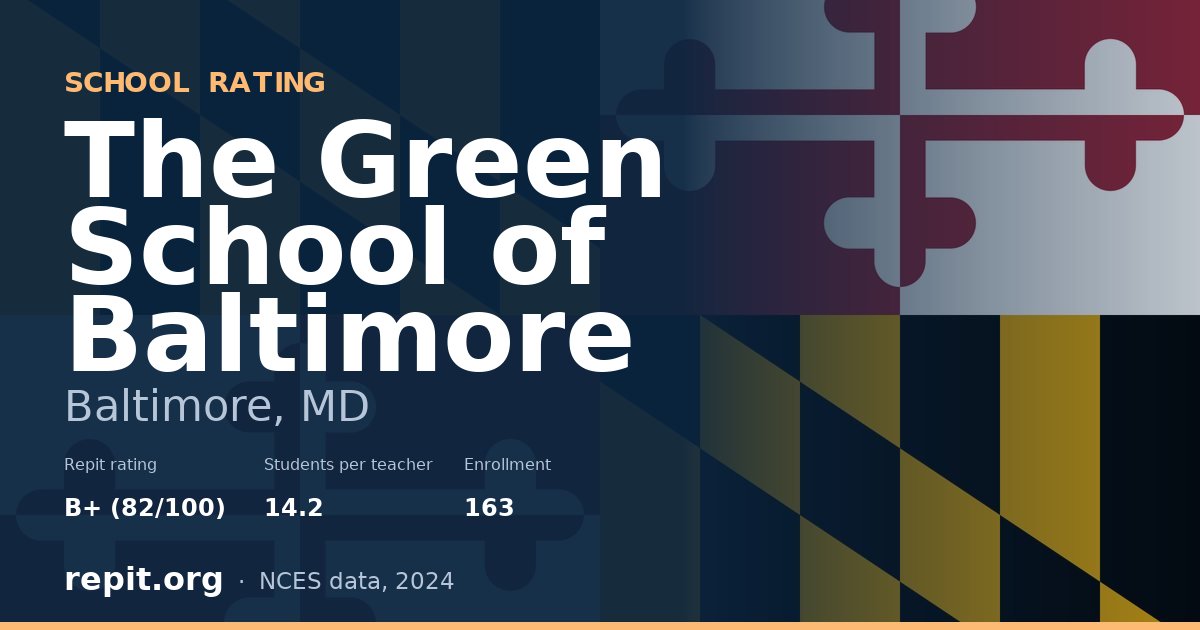 The Green School of Baltimore, Baltimore, MD — Repit school rating B+ (82/100)