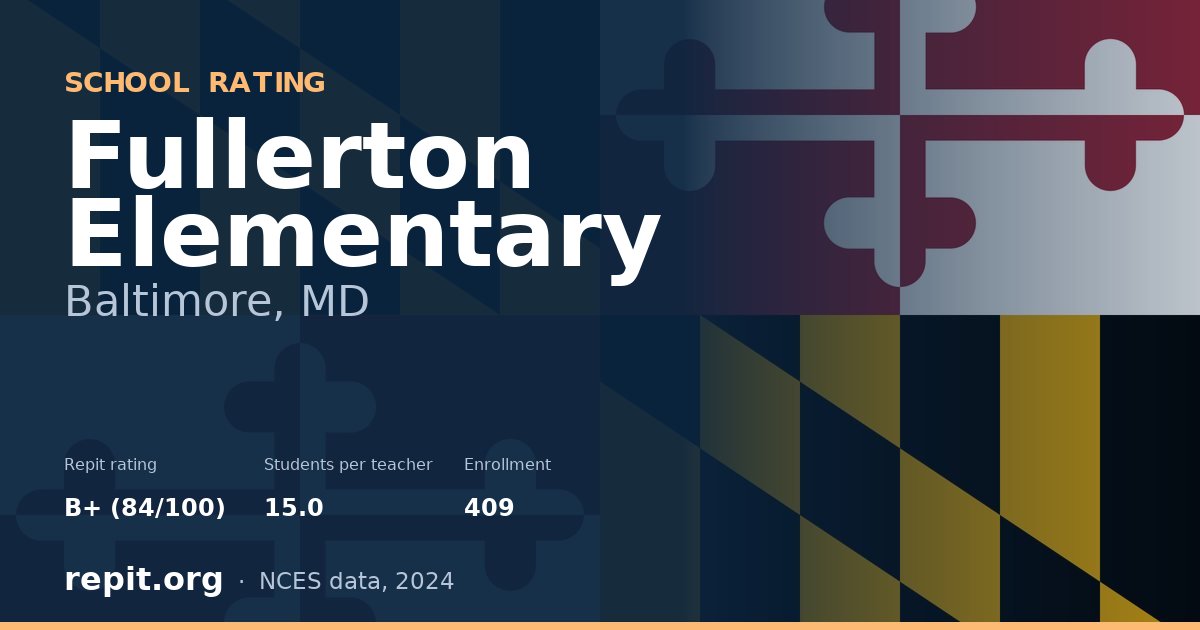 Fullerton Elementary, Baltimore, MD — Repit school rating B+ (84/100)