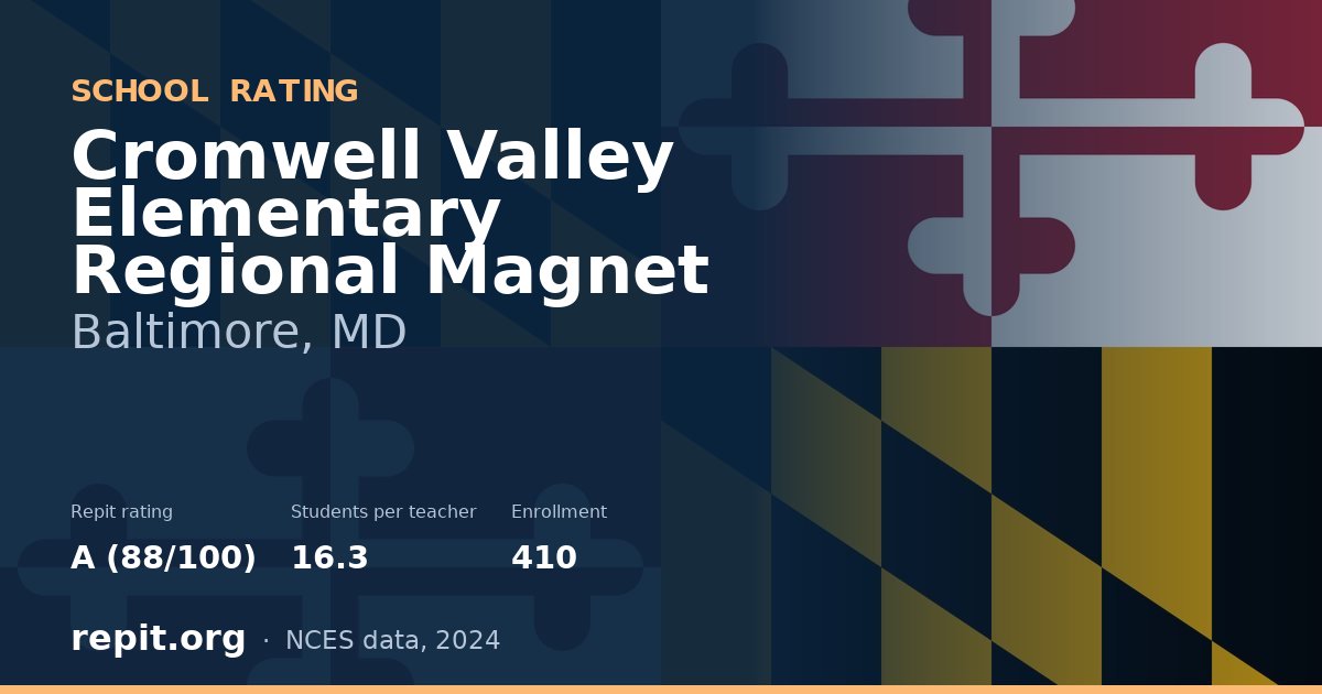 Cromwell Valley Elementary Regional Magnet, Baltimore, MD — Repit school rating A (88/100)