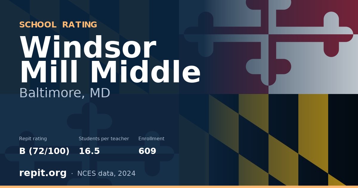Windsor Mill Middle, Baltimore, MD — Repit school rating B (72/100)