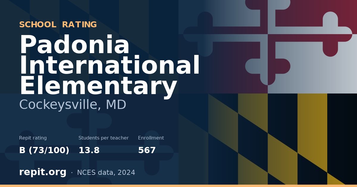 Padonia International Elementary, Cockeysville, MD — Repit school rating B (73/100)
