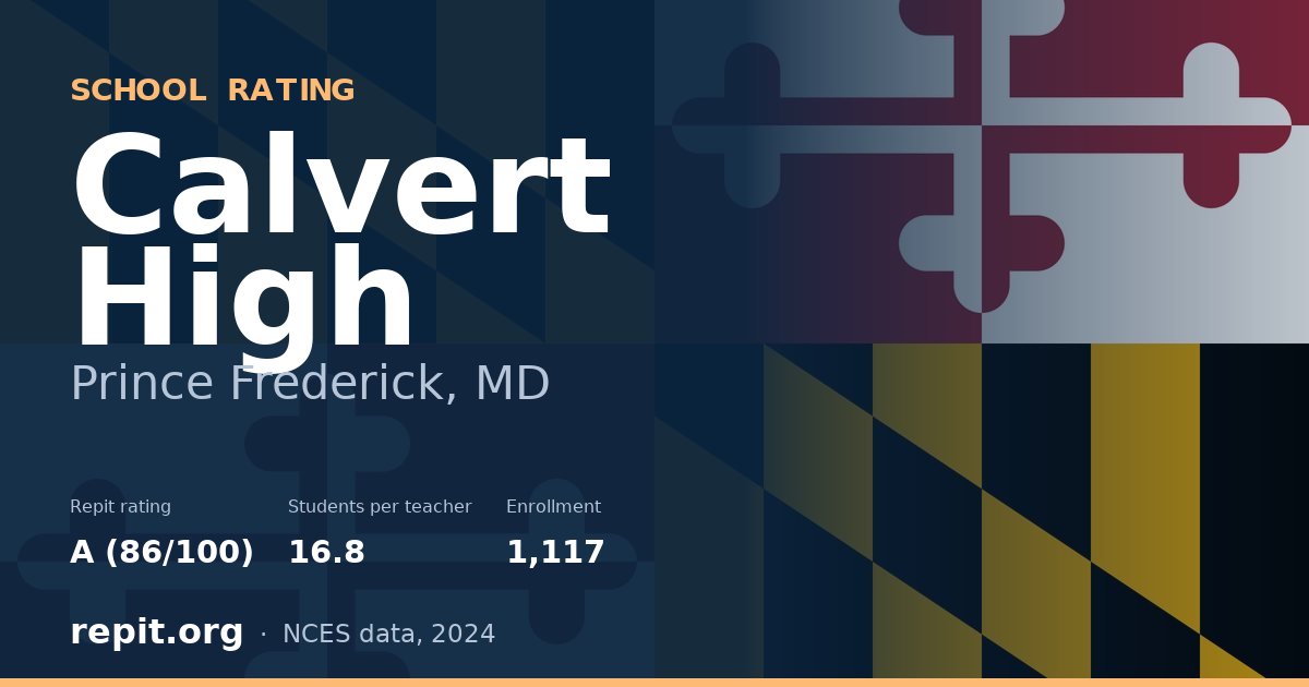 Calvert High, Prince Frederick, MD — Repit school rating A (86/100)