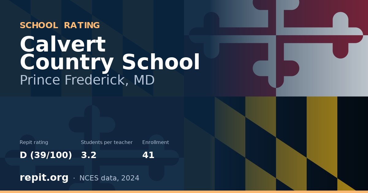 Calvert Country School, Prince Frederick, MD — Repit school rating D (39/100)