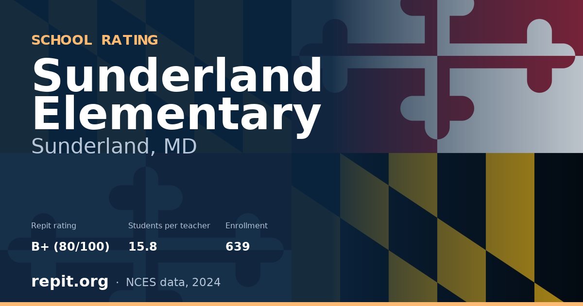Sunderland Elementary, Sunderland, MD — Repit school rating B+ (80/100)