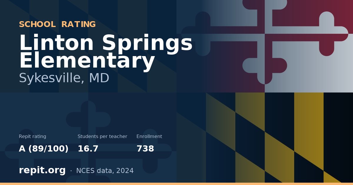 Linton Springs Elementary, Sykesville, MD — Repit school rating A (89/100)