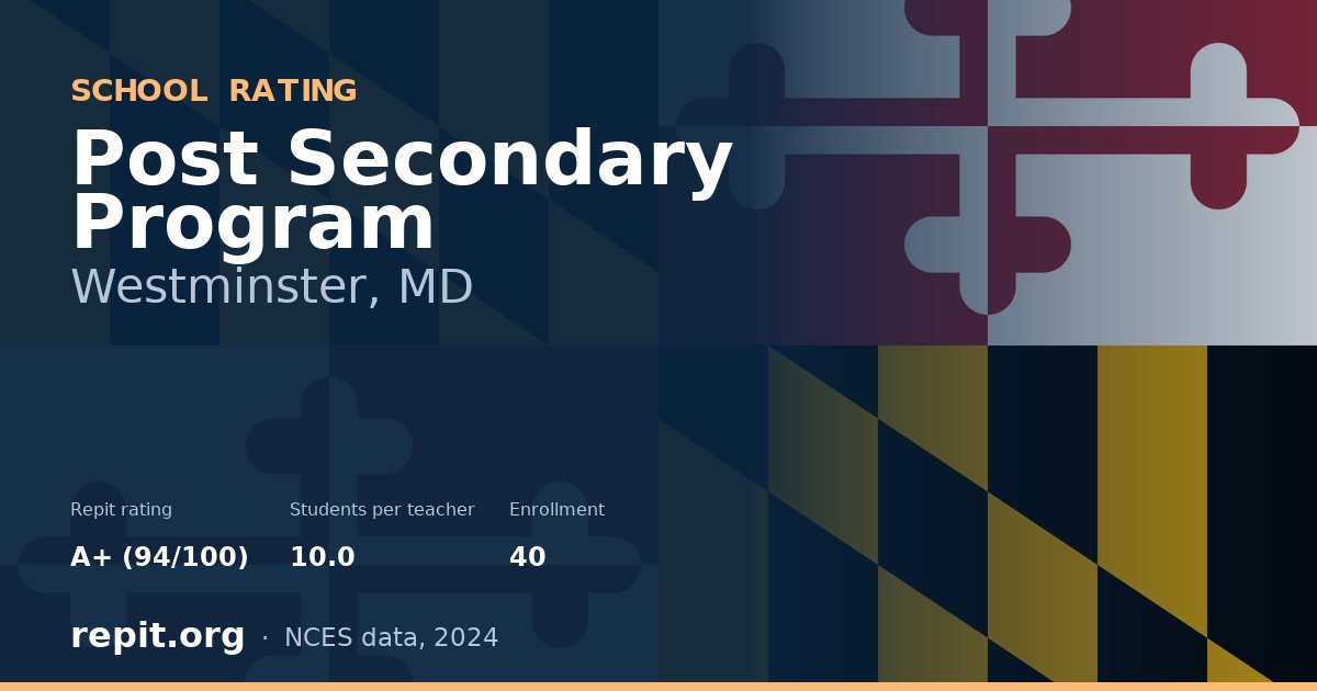 Post Secondary Program, Westminster, MD — Repit school rating A+ (94/100)
