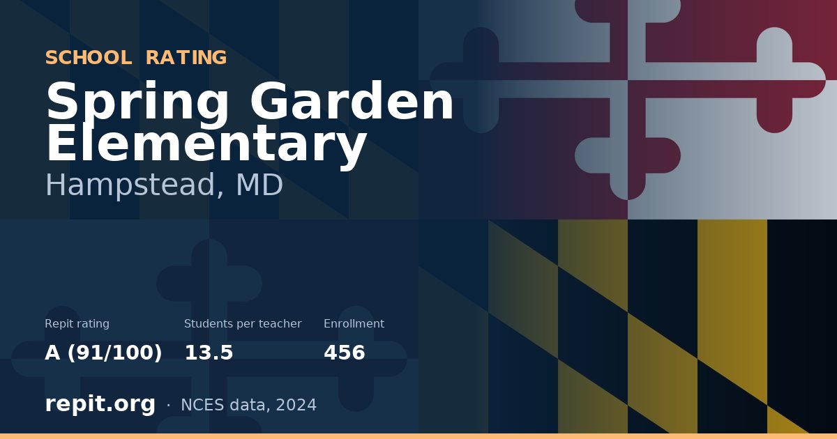 Spring Garden Elementary, Hampstead, MD — Repit school rating A (91/100)