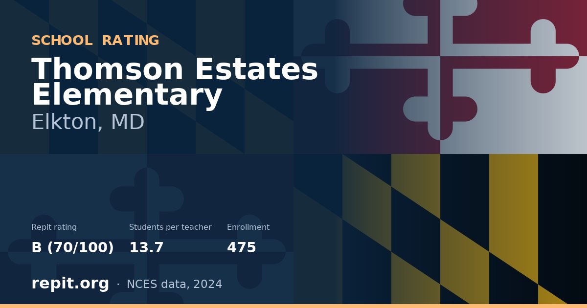 Thomson Estates Elementary, Elkton, MD — Repit school rating B (70/100)