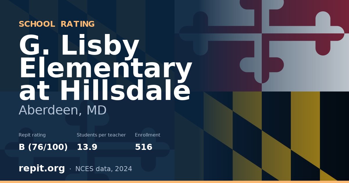 G. Lisby Elementary at Hillsdale, Aberdeen, MD — Repit school rating B (76/100)