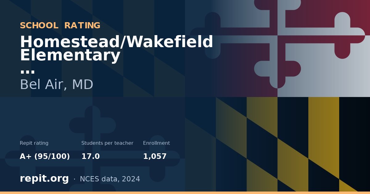 Homestead/Wakefield Elementary, Bel Air, MD — Repit school rating A+ (95/100)