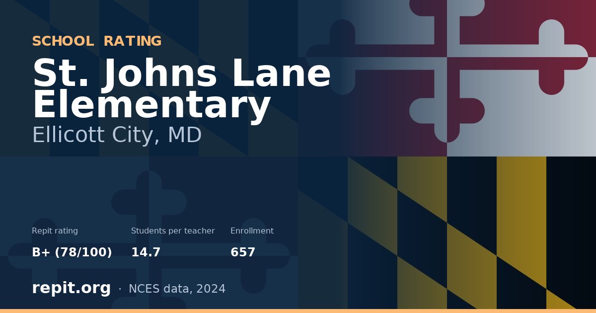 St. Johns Lane Elementary, Ellicott City, MD — Repit school rating B+ (78/100)