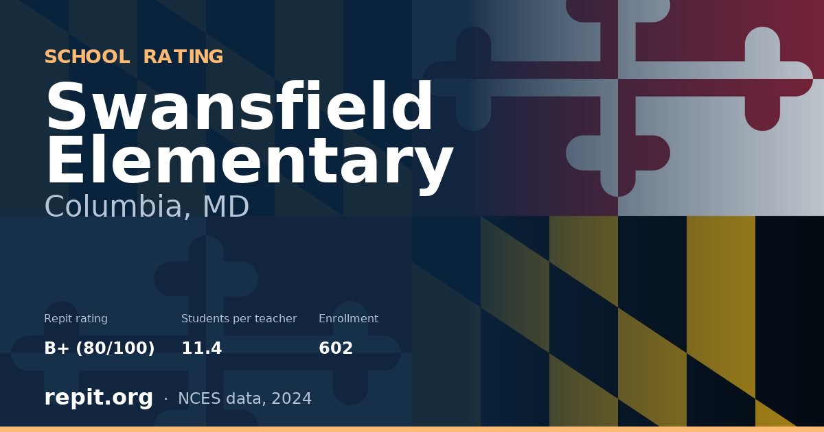 Swansfield Elementary, Columbia, MD — Repit school rating B+ (80/100)