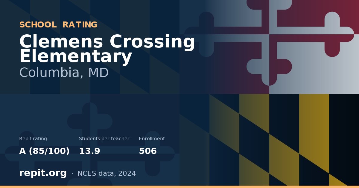 Clemens Crossing Elementary, Columbia, MD — Repit school rating A (85/100)