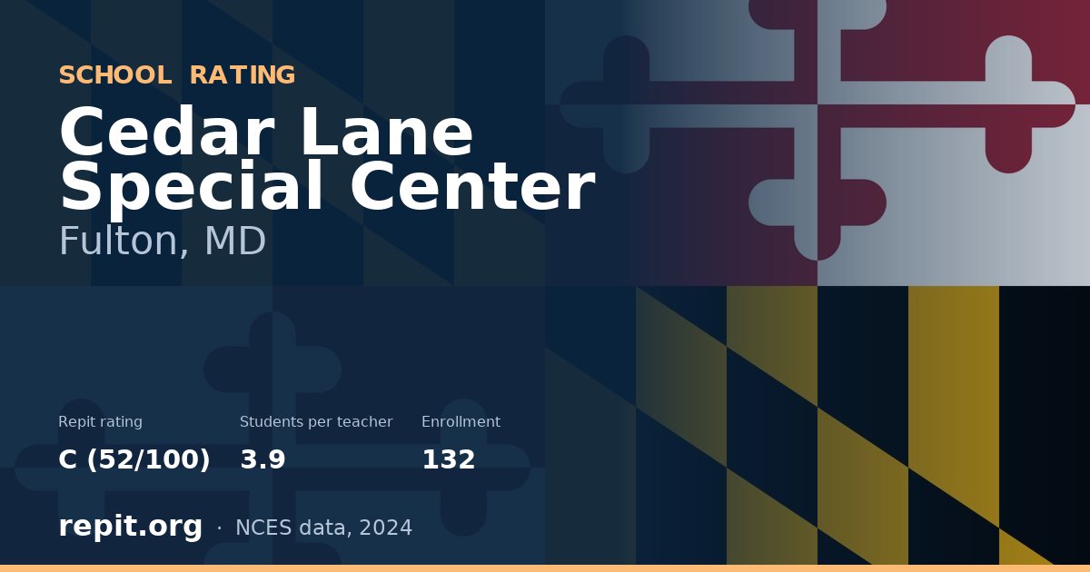 Cedar Lane Special Center, Fulton, MD — Repit school rating C (52/100)