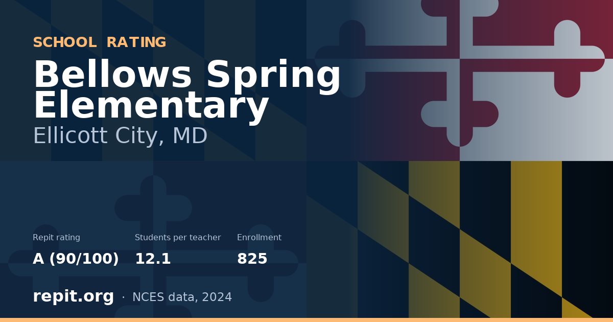 Bellows Spring Elementary, Ellicott City, MD — Repit school rating A (90/100)