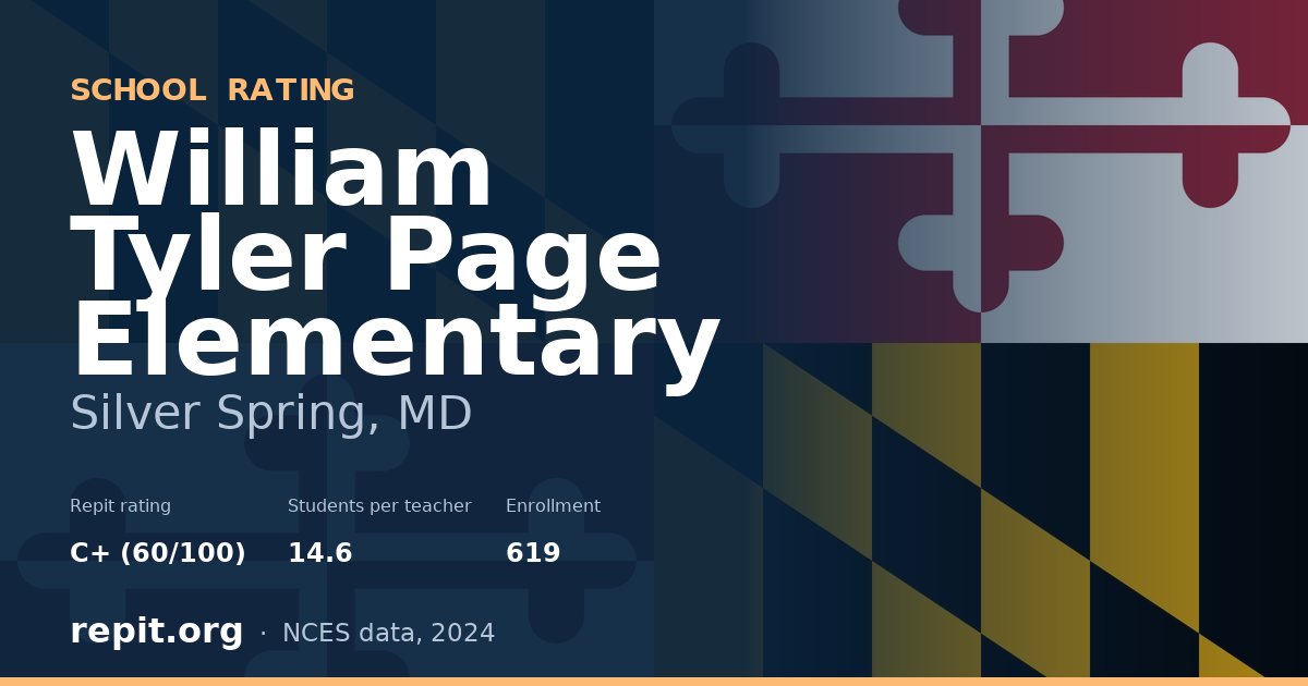 William Tyler Page Elementary, Silver Spring, MD — Repit school rating C+ (60/100)