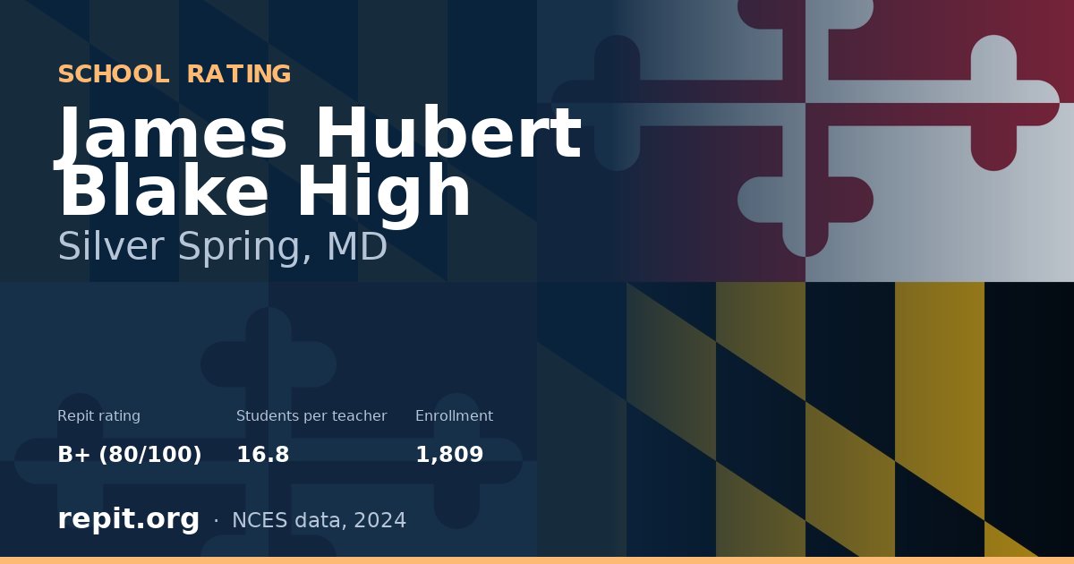 James Hubert Blake High, Silver Spring, MD — Repit school rating B+ (80/100)