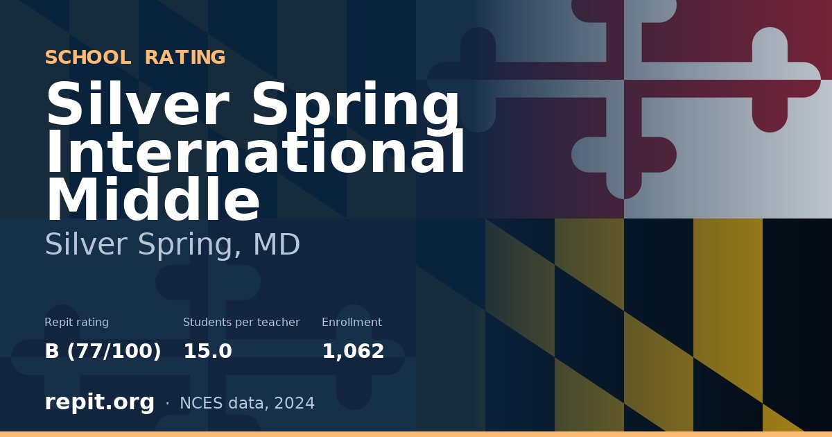 Silver Spring International Middle, Silver Spring, MD — Repit school rating B (77/100)