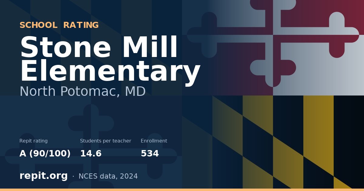 Stone Mill Elementary, North Potomac, MD — Repit school rating A (90/100)