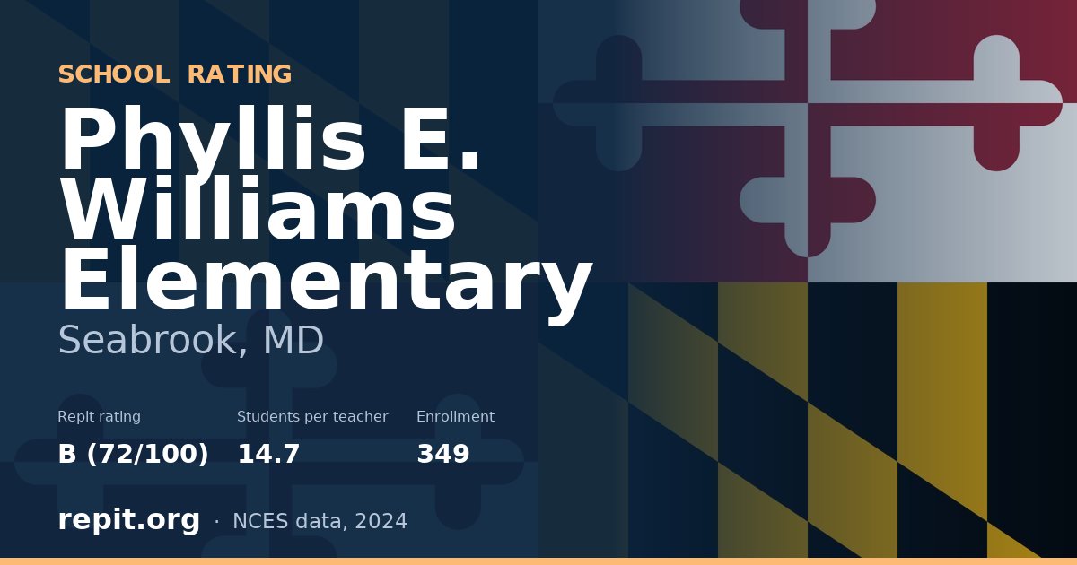 Phyllis E. Williams Elementary, Seabrook, MD — Repit school rating B (72/100)