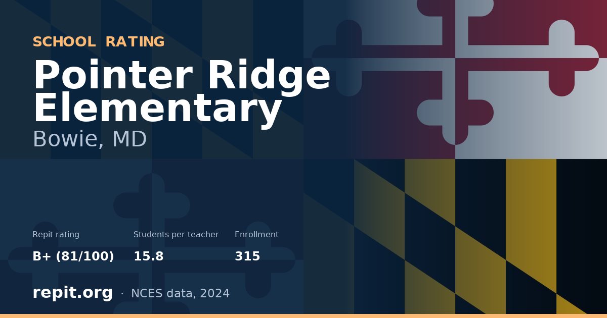 Pointer Ridge Elementary, Bowie, MD — Repit school rating B+ (81/100)