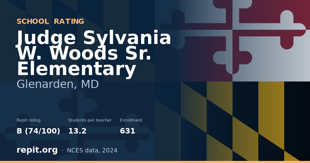 Judge Sylvania W. Woods Sr. Elementary, Glenarden, MD — Repit school rating B (74/100)