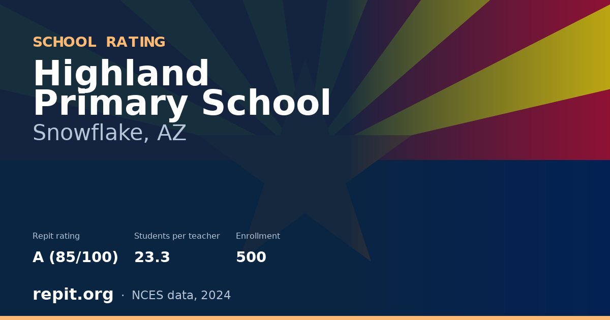 Highland Primary School, Snowflake, AZ — Repit school rating A (85/100)