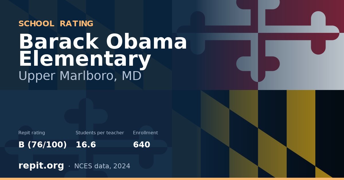 Barack Obama Elementary, Upper Marlboro, MD — Repit school rating B (76/100)