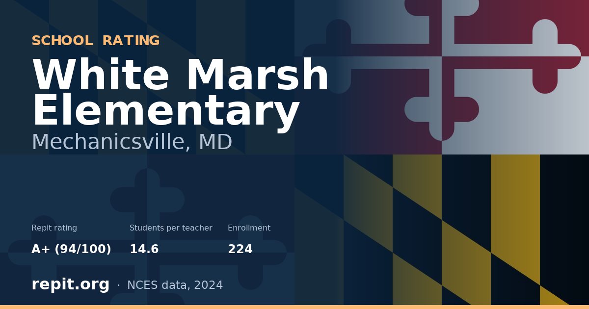 White Marsh Elementary, Mechanicsville, MD — Repit school rating A+ (94/100)